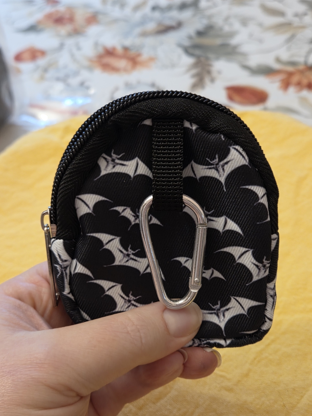 Halloween Black & White Bat Backpack-Shaped Purse Charm/ Keychain/ Change Purse